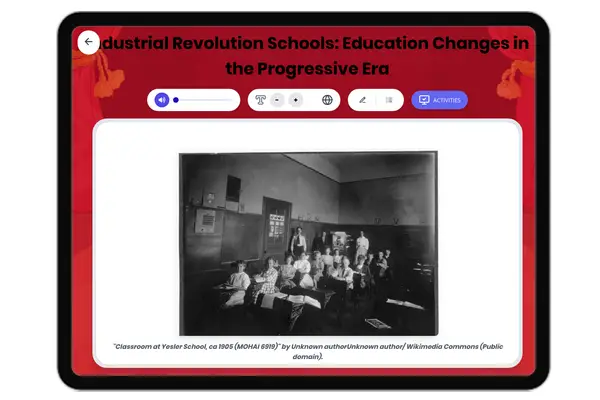 Industrial Revolution Schools (shows educational change) - reading educational content