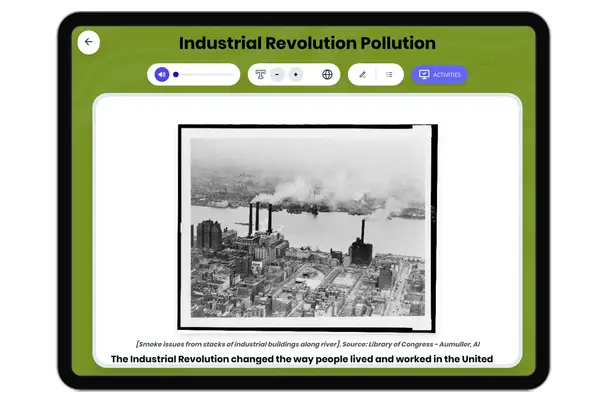 Industrial Revolution Pollution - reading educational content