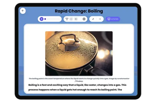 Rapid Change: Boiling - reading educational content