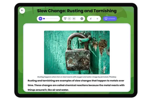 Slow Change: Rusting and Tarnishing - reading educational content