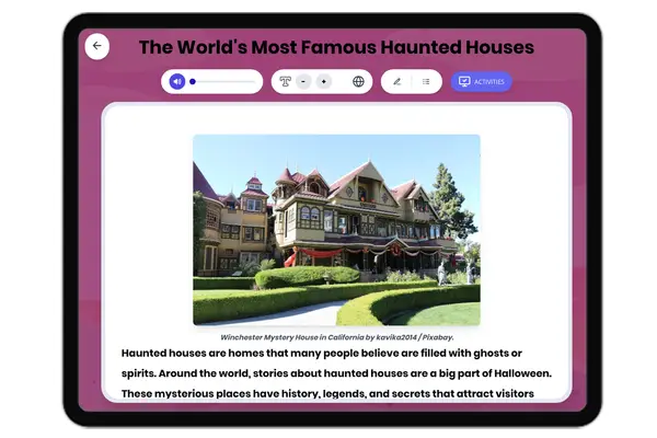 The World's Most Famous Haunted Houses - reading educational content