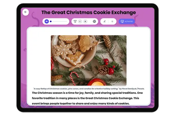 The Great Christmas Cookie Exchange - reading educational content