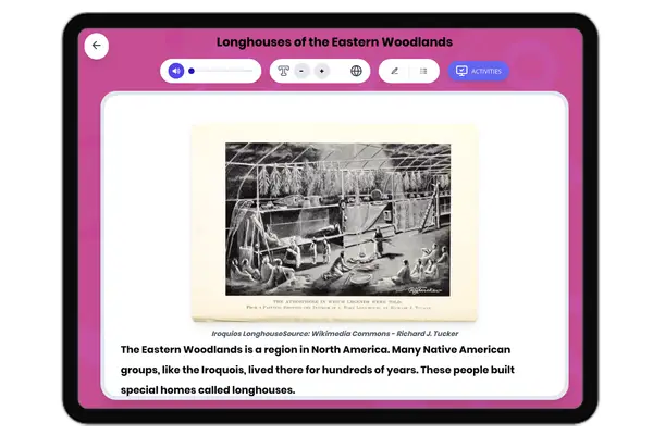 Longhouses of the Eastern Woodlands - reading educational content