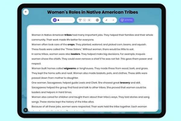 Women's Roles in Native American Tribes - reading educational content