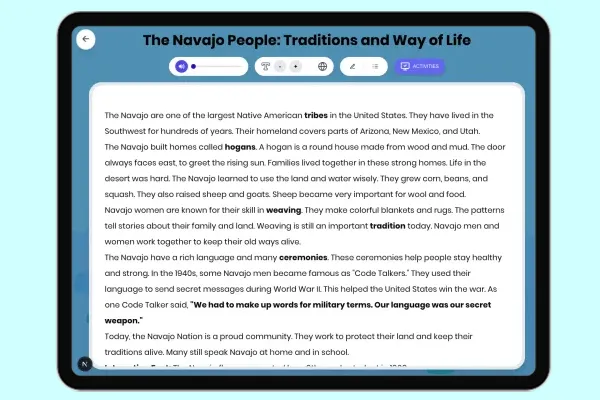 The Navajo People: Traditions and Way of Life - reading educational content