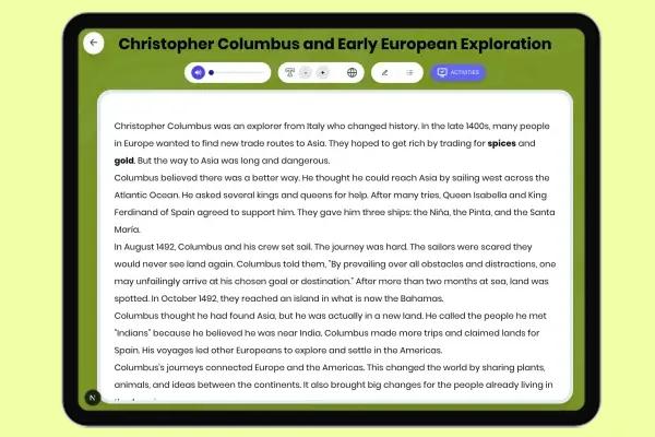 Christopher Columbus and Early European Exploration - reading educational content