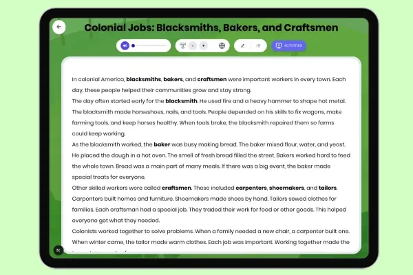 Colonial Jobs: Blacksmiths, Bakers, and Craftsmen - reading educational content
