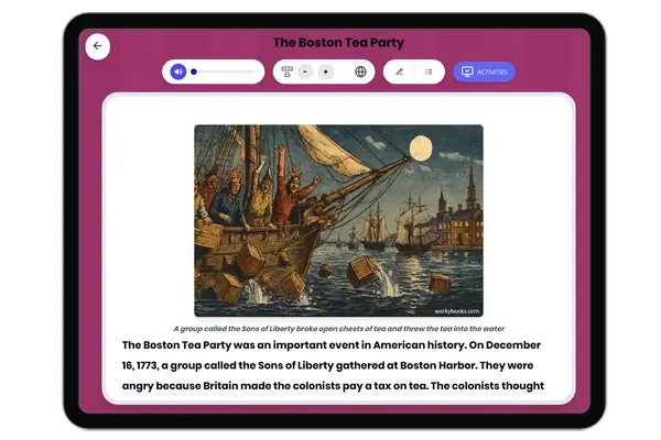 The Boston Tea Party - reading educational content
