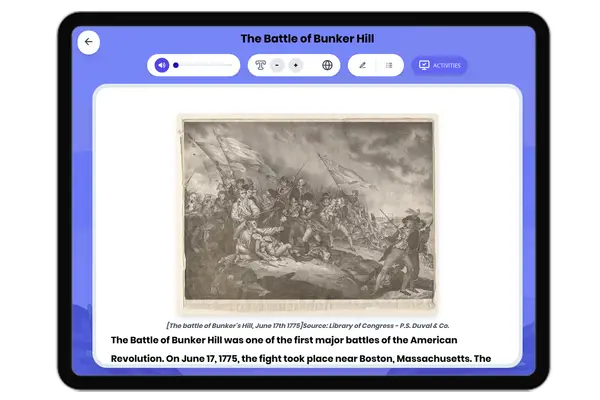 The Battle of Bunker Hill - reading educational content