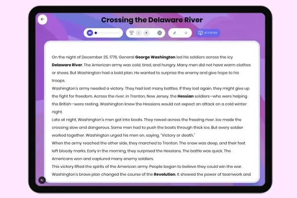 Crossing the Delaware River - reading educational content