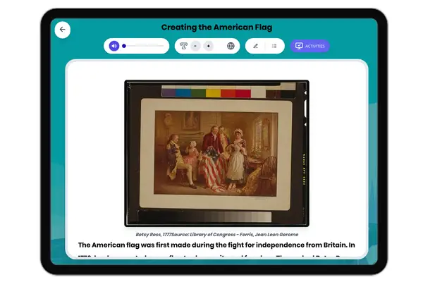 Creating the American Flag - reading educational content