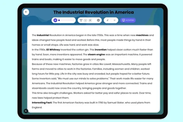 The Industrial Revolution in America - reading educational content