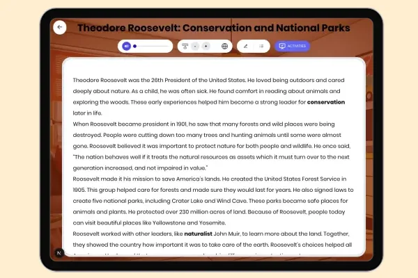 Theodore Roosevelt: Conservation and National Parks - reading educational content