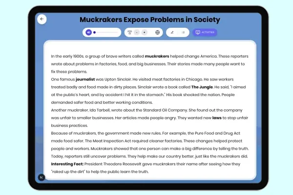 Muckrakers Expose Problems in Society - reading educational content