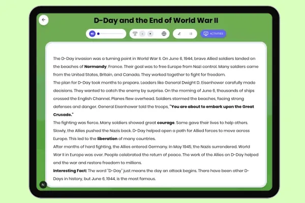 D-Day and the End of World War II - reading educational content