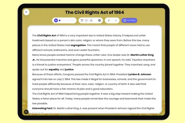 The Civil Rights Act of 1964 - reading educational content