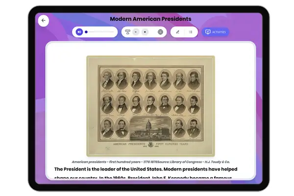 Modern American Presidents - reading educational content