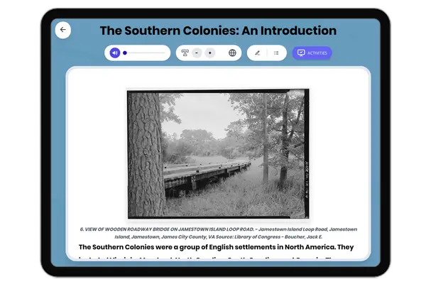 The Southern Colonies: An Introduction - reading educational content