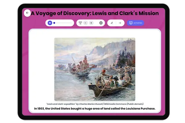 The Lewis and Clark Expedition - reading educational content