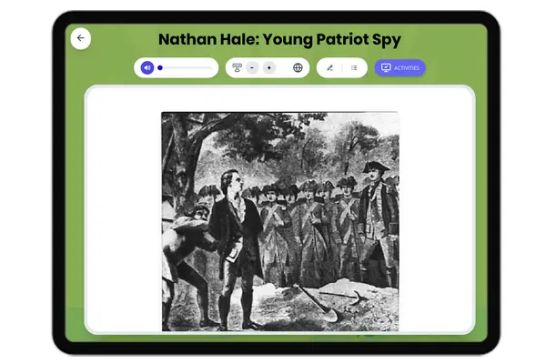 Nathan Hale: Young Patriot Spy - reading educational content