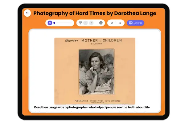 Dorothea Lange: Photos of the Dust Bowl - reading educational content