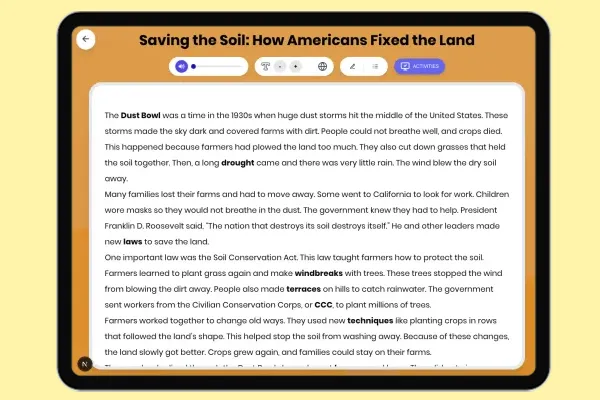 Saving the Soil: How Americans Fixed the Land - reading educational content