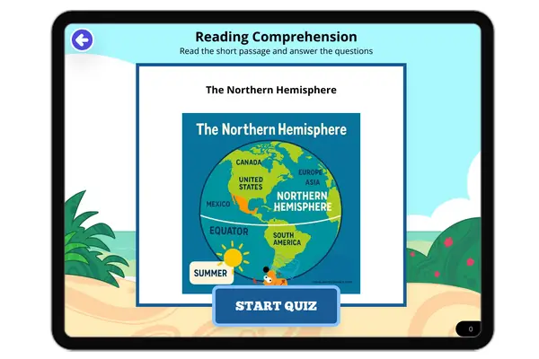 The Northern Hemisphere - reading educational content