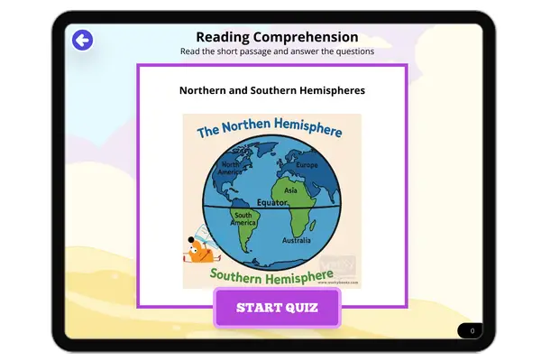Northern and Southern Hemispheres - reading educational content