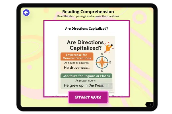 Are Directions Capitalized? - reading educational content