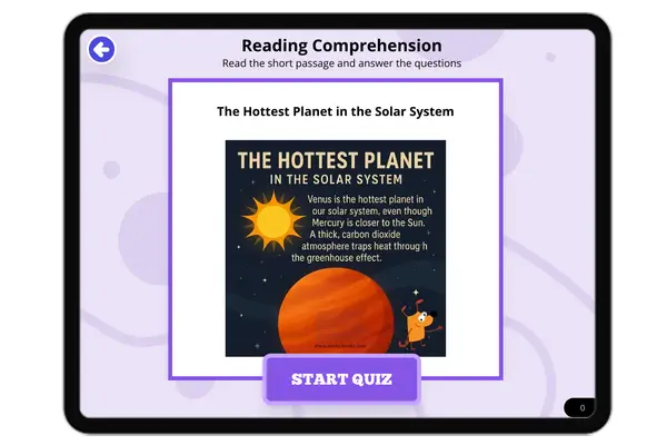The Hottest Planet in the Solar System - reading educational content
