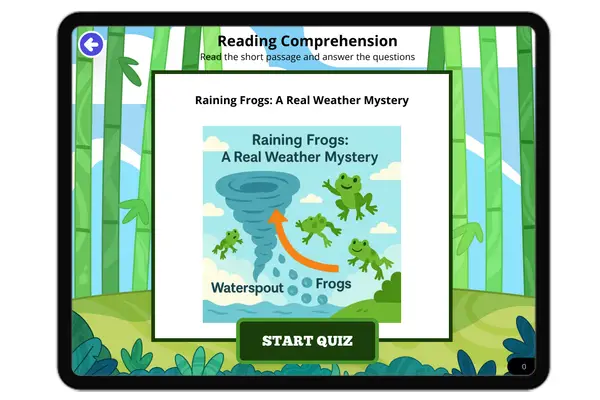 Raining Frogs - reading educational content