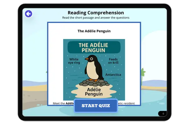 The Adélie Penguin - reading educational content