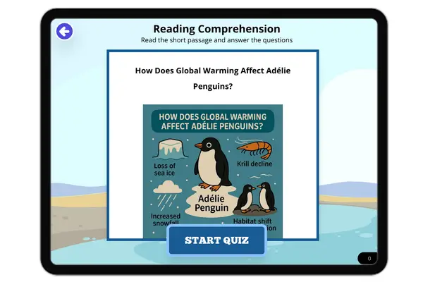 How Does Global Warming Affect Adélie Penguins? - reading educational content