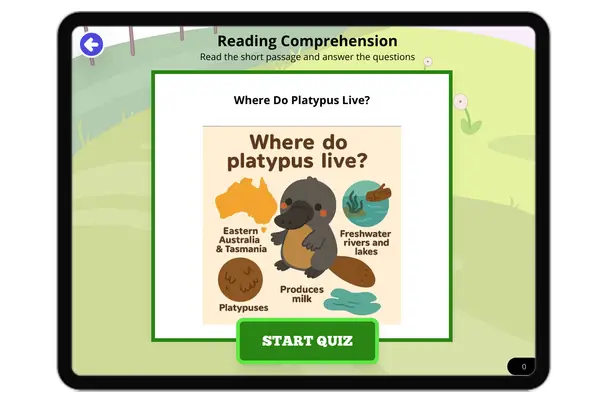 Where Do Platypus Live?  - reading educational content