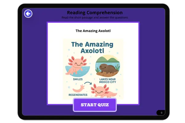 The Amazing Axolotl - reading educational content