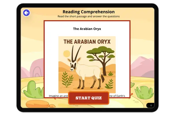 The Arabian Oryx - reading educational content