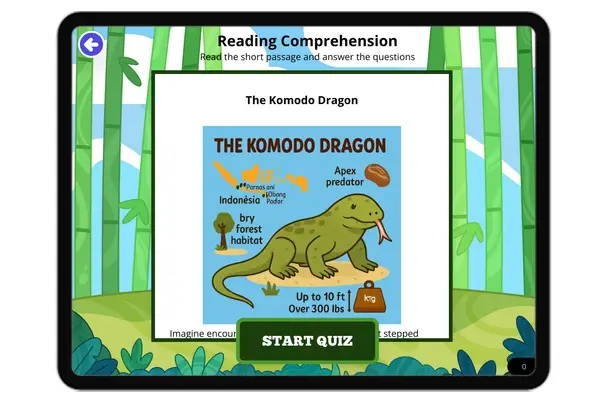 The Komodo Dragon - reading educational content