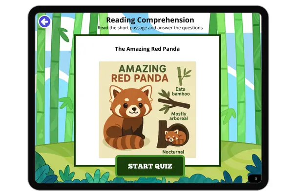 The Amazing Red Panda - reading educational content