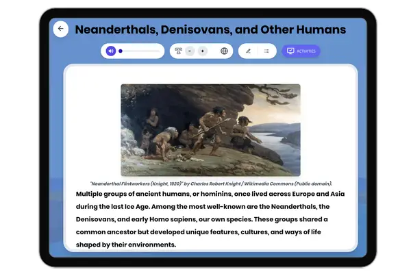 Neanderthals, Denisovans, and Other Humans - reading educational content