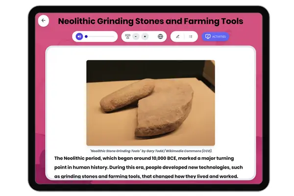 Neolithic Grinding Stones and Farming Tools - reading educational content