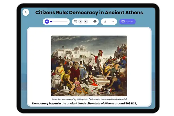 Citizens Rule: Democracy in Ancient Athens - reading educational content