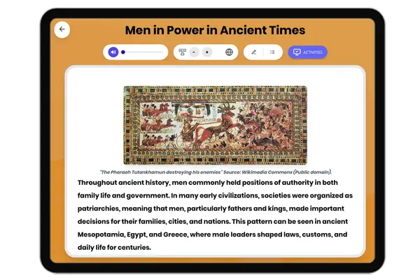 Men in Power in Ancient Times - reading educational content