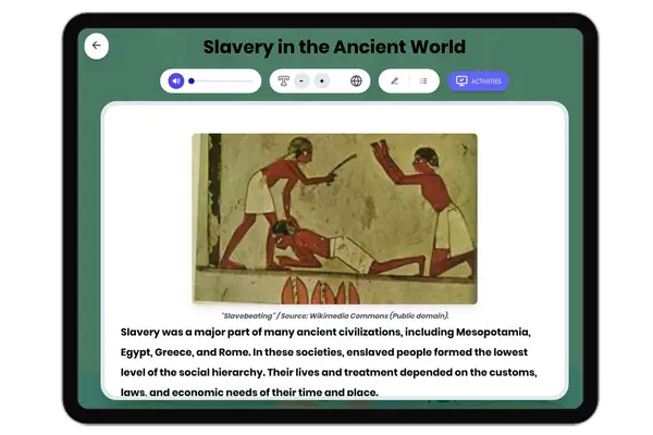 Slavery in the Ancient World - reading educational content