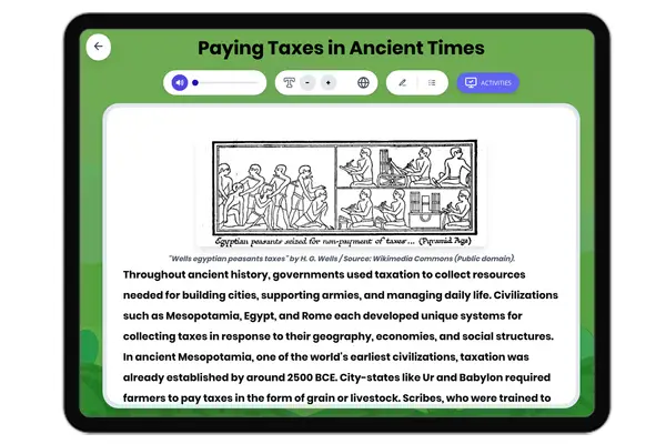 Paying Taxes in Ancient Times - reading educational content