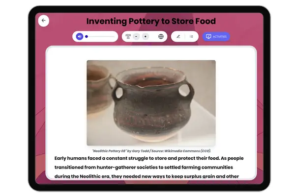 Neolithic Innovation: Making Pottery - reading educational content