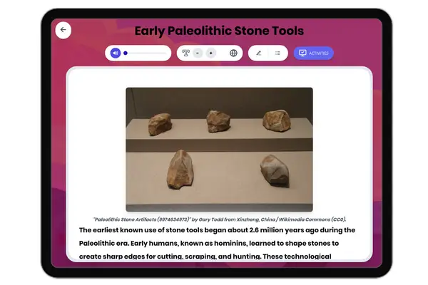 Early Paleolithic Stone Tools - reading educational content