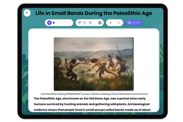 Life in Small Bands During the Paleolithic Age - reading educational content