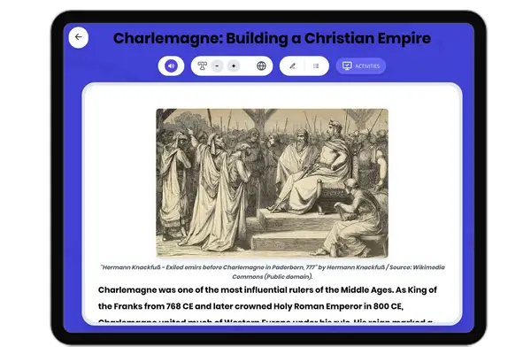 Charlemagne: Building a Christian Empire - reading educational content