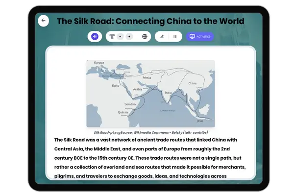 The Silk Road: Connecting China to the World - reading educational content