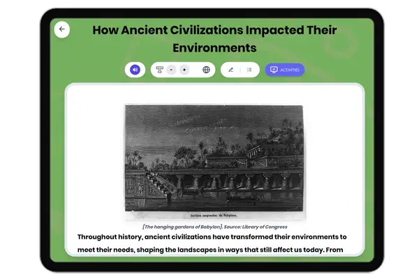 Ancient Civilizations and the Environment - reading educational content
